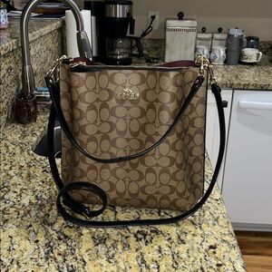 NWOT Authentic Coach Mollie Coated Canvas and Leather Bucket Handbag